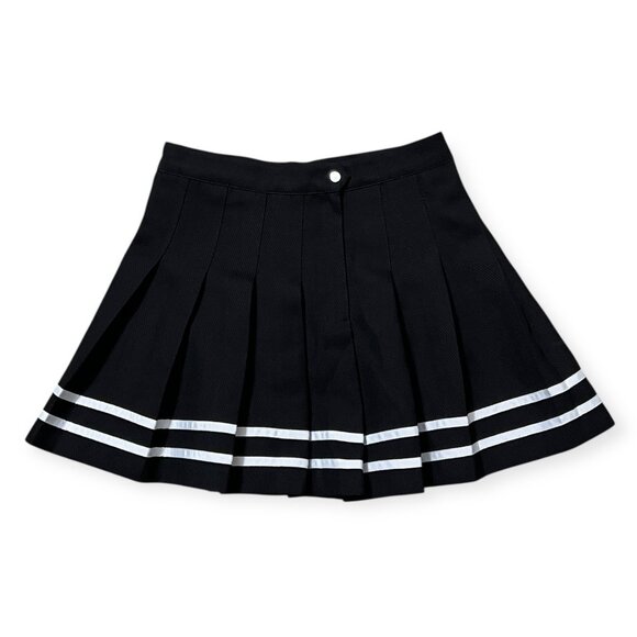 H&M Divided Pleated Mini Skirt Black Tennis Cheer Skirt Ribbon Trim Size 8 - Picture 2 of 9
